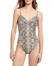 Gottex Printed V Neck One Piece Swimsuit Size 10 New