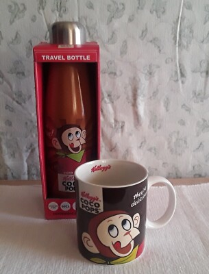 Kellogg's Vintage Kaffeebecher + Thermoflasche ''Coco Pops'', 0,3/0,5 l, ungenutzt