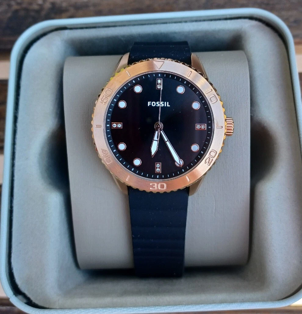 Fossil 22mm black silicone strap cheap