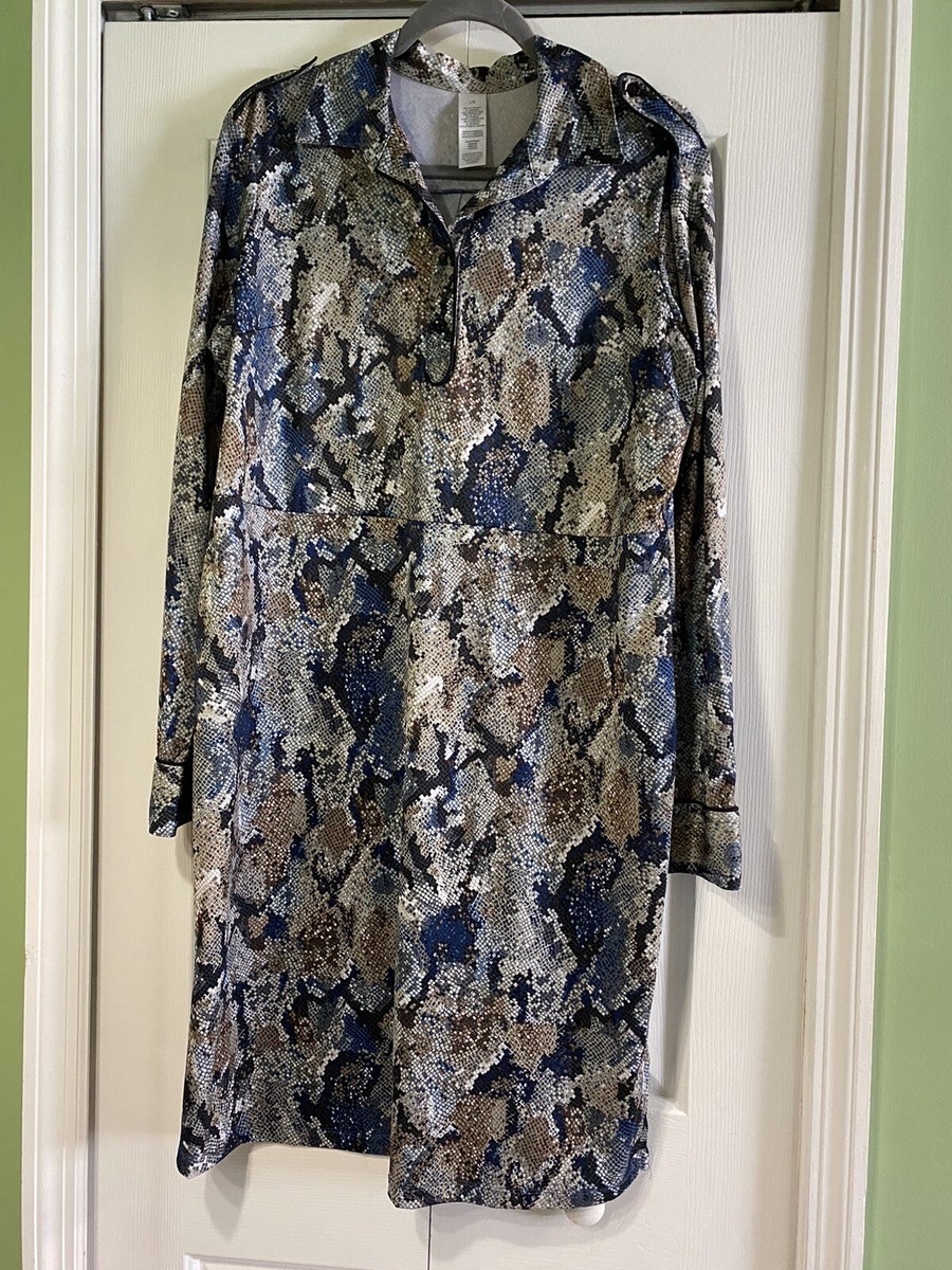 Women’s Long Sleeve Multi Color Snake Print Dress Size Large