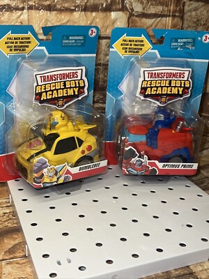 Transformers Pull Back 3'5' Cars Rescue Bots Academy Bumblebee ￼& Optimus Prime