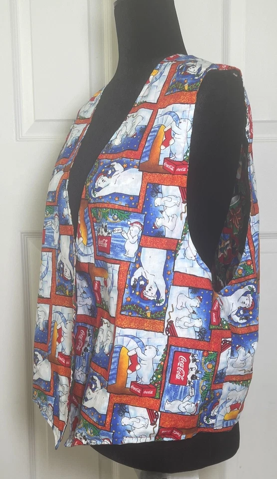 Chaleco Chaleco Estampado Reversible Coca Cola Oso Polar Feliz Navidad Talla S/M Foto 3 de 4