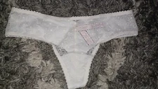 NeW Vs no show floral lace front  thong Panty Size medium white