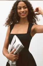 NWT, Maeve by Anthropologie Sleeveless Drop-Waist Black Midi Dress,   Large