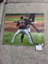 Yan Gomes Daniel Hudson Signed Washington Nationals 16x20 Photo PSA CORNERS DING