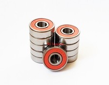 10 pc 608-2RS Ball Bearings 8mm x 22mm x 7mm - Premium Chrome Steel - Red sides