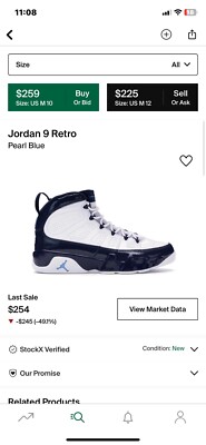 スニーカー NIKE Air Jordan 9 Retro 'UNC' Pearl Blue 2019 SS 19 2019 Nike Air Jordan 9 IX Retro University Blue UNC Size 7y