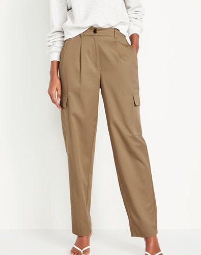 Old Navy Women's Extra High-Waisted Taylor Cargo Pants Teakwood Plus Size 2X $50
