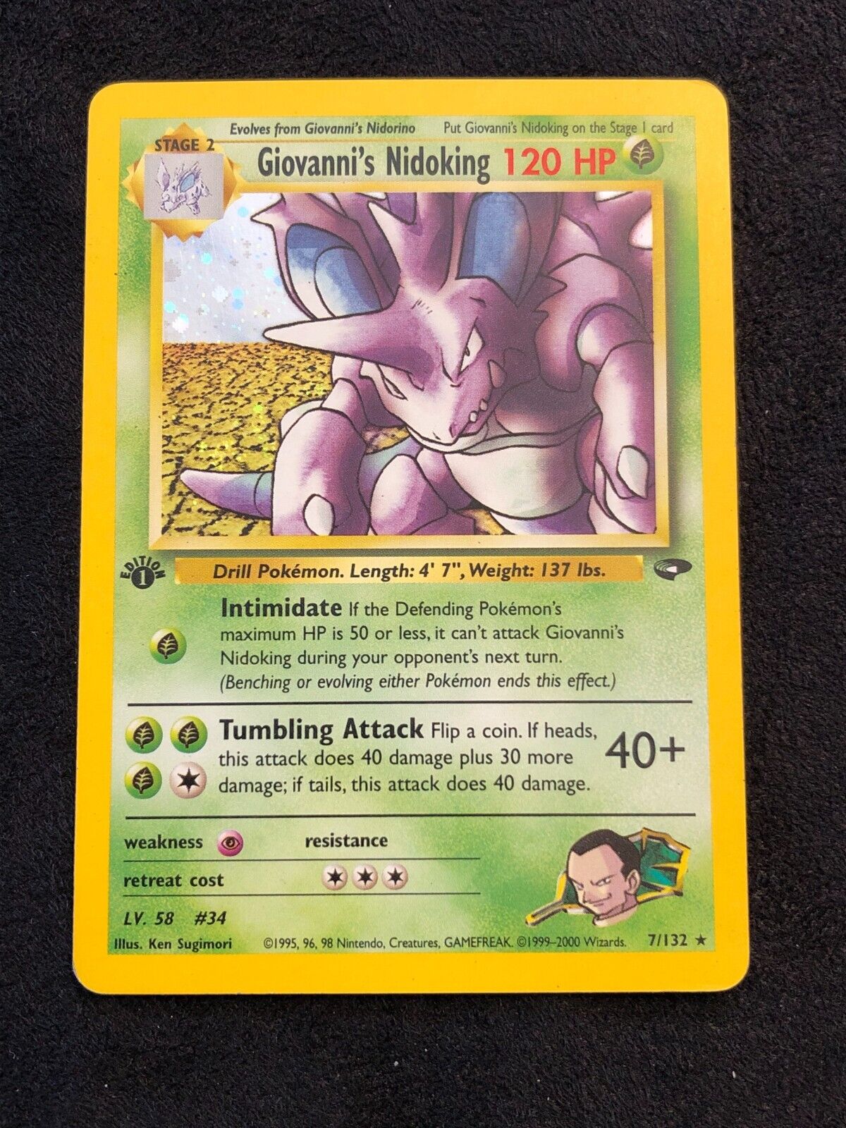 GIOVANNI'S NIDOKING Pokemon Card - WOTC - 1st Edition - Gym Challenge - 7/132 NM