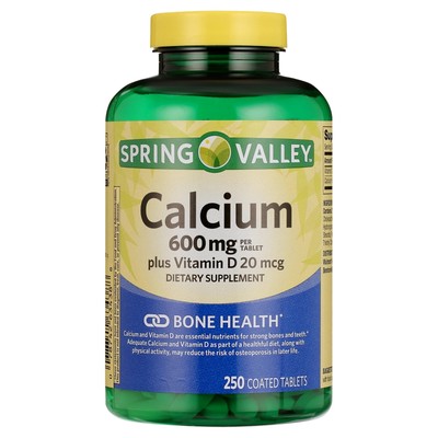 Spring Valley Calcium Plus Vitamin D, 600 mg, 250 Tablets