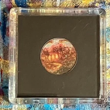 Original Oil  Painting Sunset Landscape Penny Art Miniature Collect Artettina