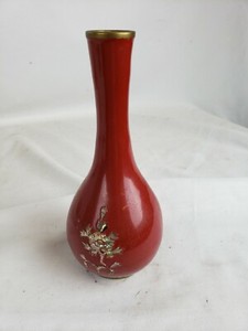 Nice vintage brass enamel and mother of pearl vase, chinese? ca. 1960s
