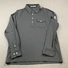 Criquet Polo Shirt Mens Large Gray Long Sleeve 100% Pima Cotton Highlander Golf
