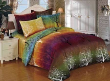 Open Box 5 Piece King Size Rainbow Bedding Set: 1 Duvet Cover 4 Pillow Shams