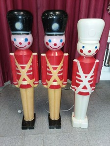 3 Vintage Large Christmas Toy Soldier Nutcracker Plastic Christmas