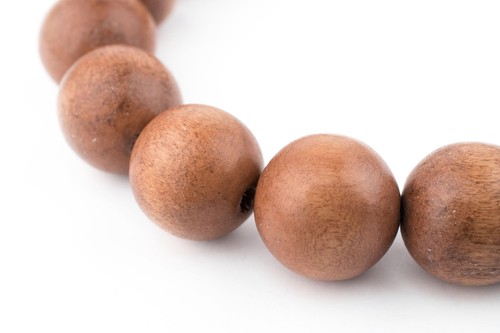 Light Brown Natural Wood Beads 20mm Round Large Hole 16 Inch Strand - 第 2/3 張圖片