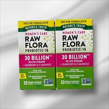 LOT OF 2 Women's Care Raw FLora Probiotic-18 30 Billion 33ct EXP2026 NEW SHIP