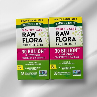LOT OF 2 Women's Care Raw FLora Probiotic-18 30 Billion 33ct EXP2026+ NEW SHIP