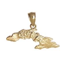 New 14k Yellow Gold Cuba Map Pendant