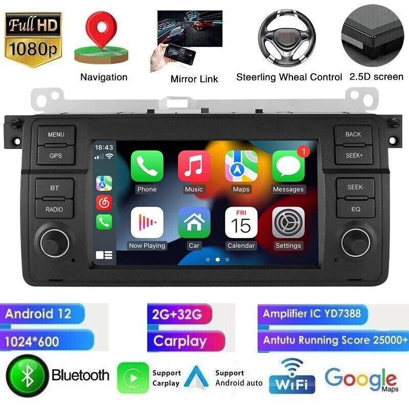 For BMW E46 3Series 328i 325i 320 Android 13 Car GPS Navi Stereo Radio Carplay — 第 3/4 张图片