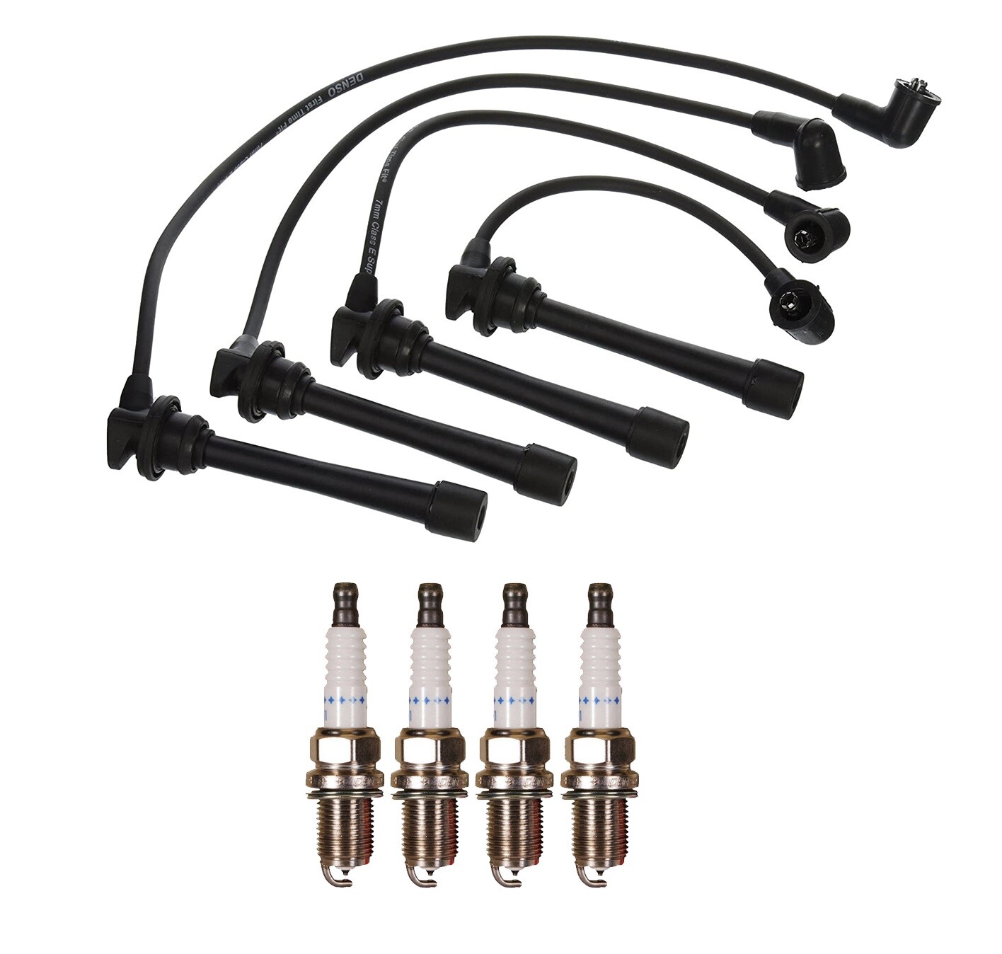 Denso Wire Set 7mm  4 Double Platinum Spark Plug.044 Kit For Hyundai Elantra L4