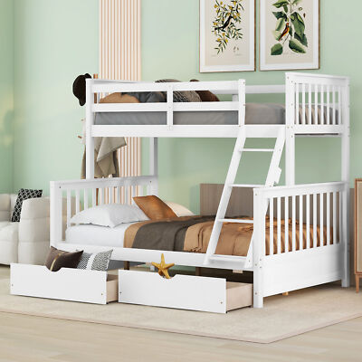 Twin-Over-Full Bunk Bed with Under-bed Drawers, Can Be