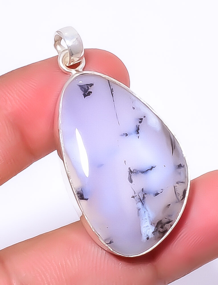Dendritic Opal - Brazil Handmade Gemstone 925 Sterling Silver Pendant 1.95