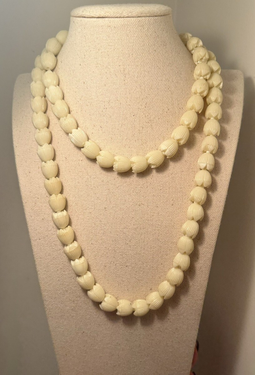 Vintage Estate Necklace Tulip Pikake Beads Celluloid Wedding