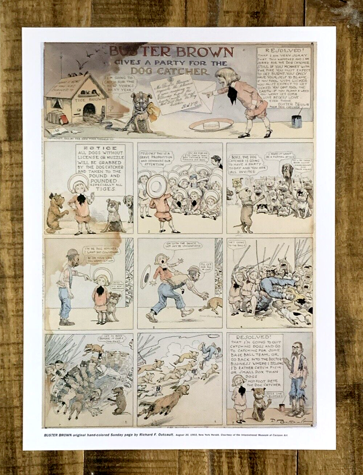 Editorial Cartoon Buster Brown Dog Catcher Richard F. Outcault 1903