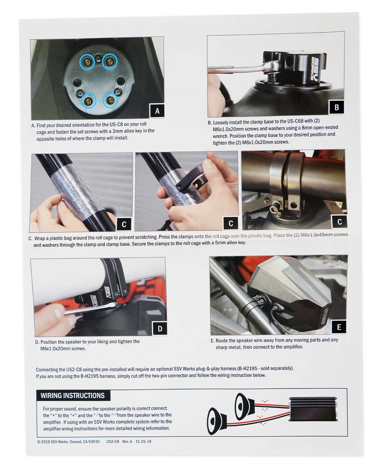 2 SSV РАБОТАЕТ с 8 поворотными корпусами динамиков с зажимами 185 Мм для Can Am Maverick X3