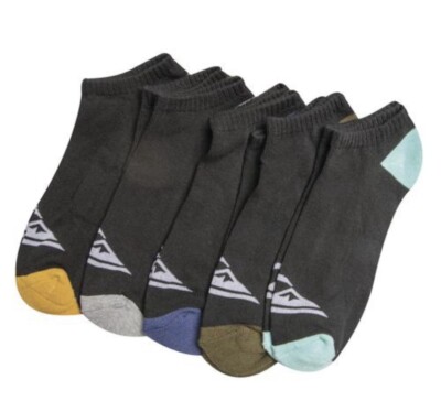 Quicksilver Low Cut Socks 5 Pair Men 6-12 NIP 
