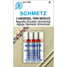 Schmetz Universal Twin Sewing Machine Needles 3 Pack Asst Size 70,80,90  1788