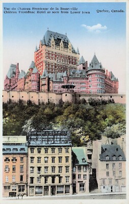 Hotel Chateau Frontenac Quebec Canada Dufferin Terrace Downtown Vtg Postcard G31