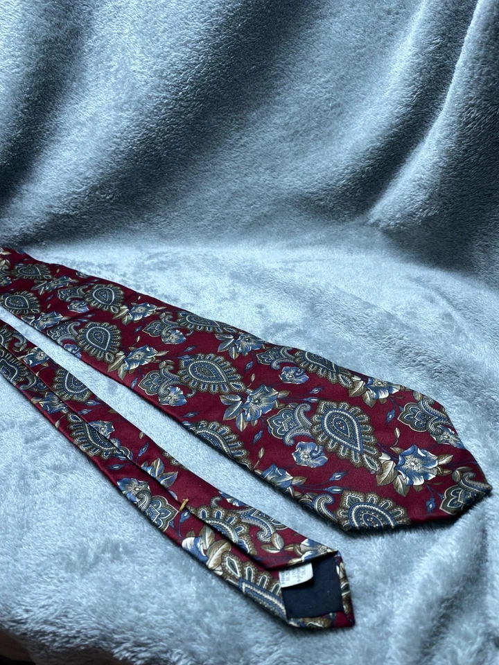 Oscar De Larenta Tie Necktie Mens Re Paisley 100% Silk Classic Width Work - Image 4 of 4