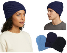Hellblauer Dunkelblauer Gestrickter Beanie Hut M&uuml;tze Wollm&uuml;tze - Einheitsgr&ouml;&szlig;e