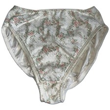 Vintage Warners Bright Shine Panties Medium Floral High Cut Glossy Nylon
