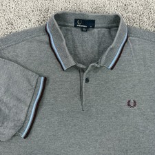 Fred Perry Polo Men  s XL Gray Twin Tipped Pique Short Sleeve Shirt Preppy