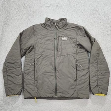 Rei Co Op Jacket Mens Medium Gray Puffer Primaloft Insulation Full Zip Outdoor