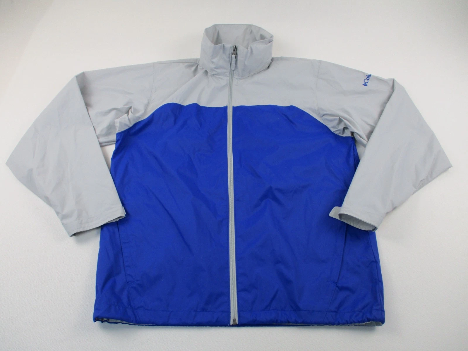 Columbia Glennake Lake II Rain Jacket Mens Medium Blue Hooded Hiking Nylon