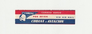 Cubana Airline 1953 airmail label etiquette