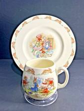 Royal Doulton Bunnykins Plate  Cup 2 Pc Set Fine Bone China MINT with Box READ