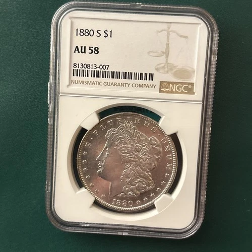 1880-S Morgan Silver Dollar AU58 NGC Flashy