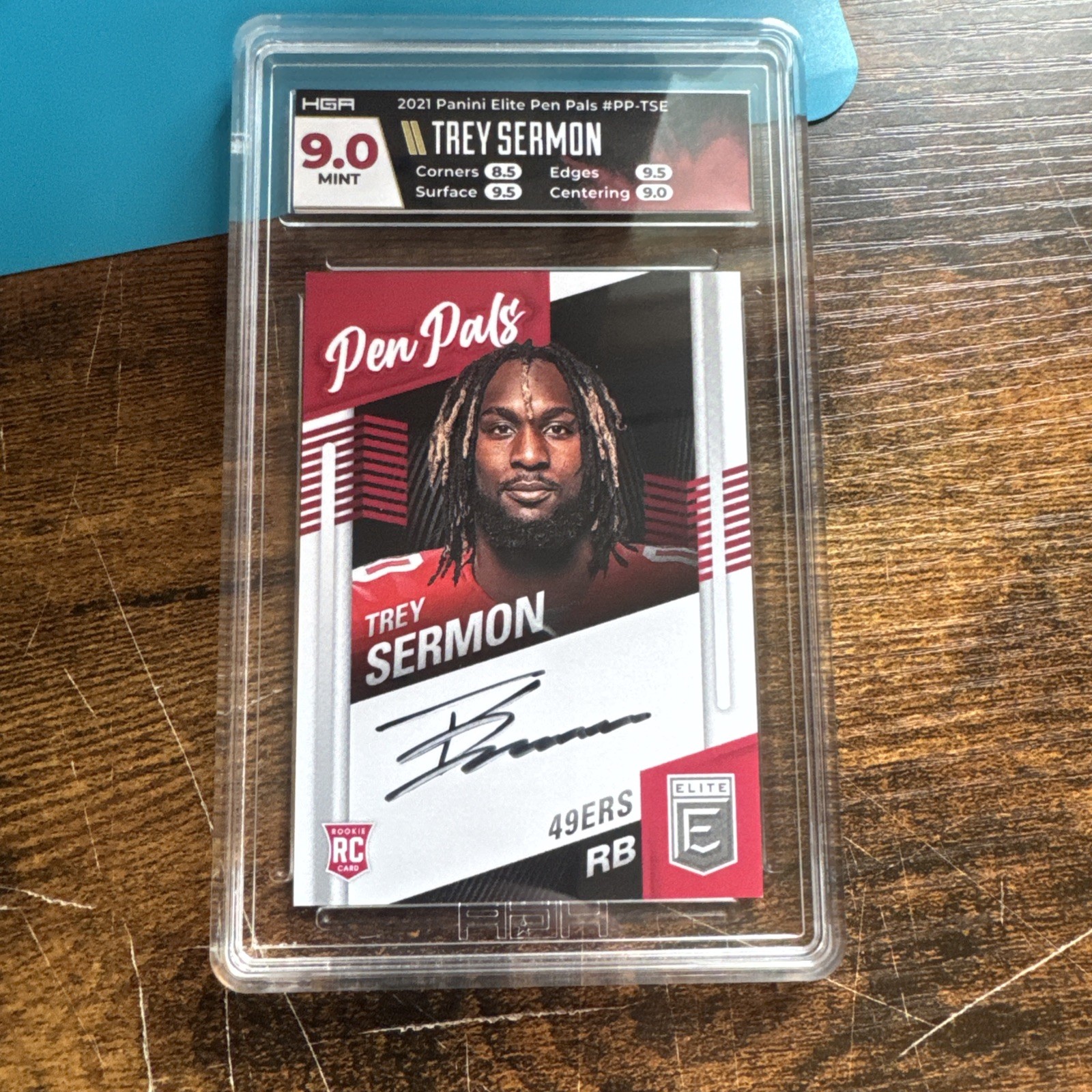 2021 Panini Donruss Elite - Pen Pals Trey Sermon #PP-TSE (AU, RC) Graded 9