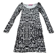 Boohoo Stretch Dress Abstract Print Black And White UK 8