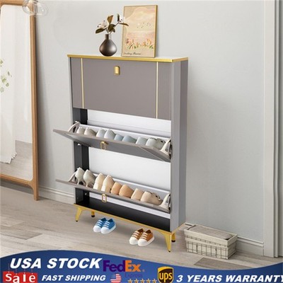 3-Tier Floor Mount Shoe Cabinet - Slim Entryway Organizer with Modern Design