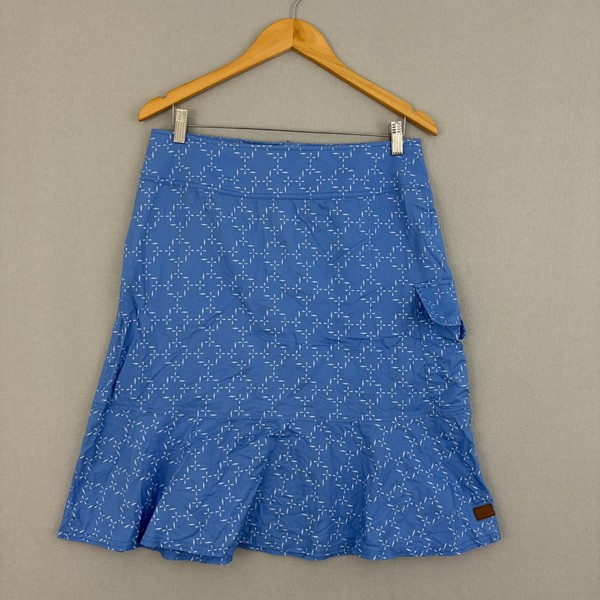 Kathmandu Womens 12 Blue Geometric Print A-Line Skirt Cargo Pocket Outdoor