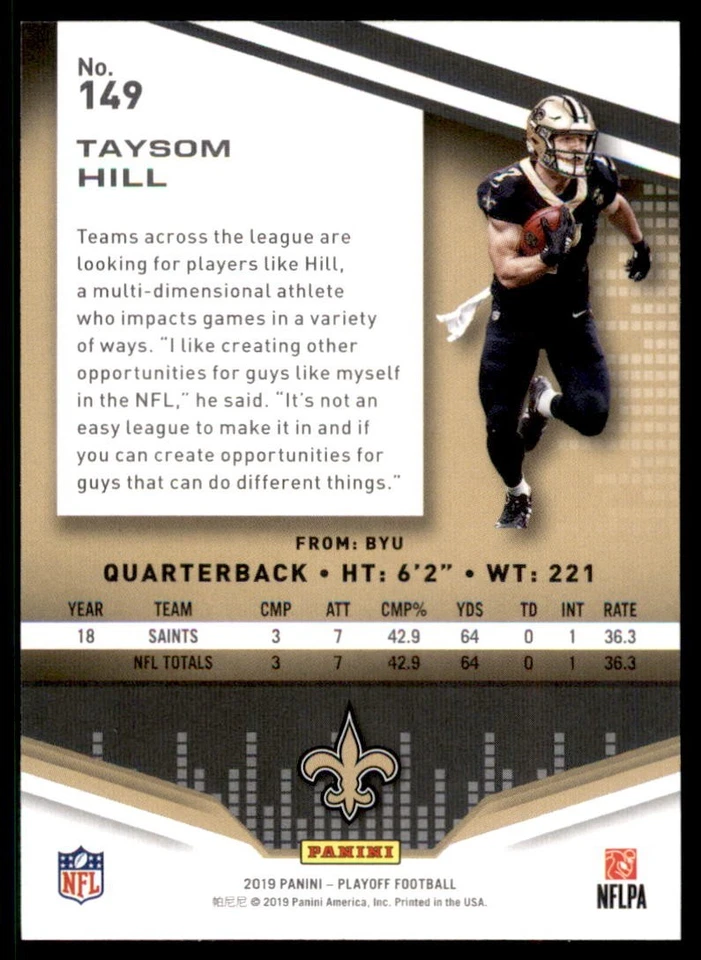 2019 Panini Playoff - Taysom Hill #149 - Image 2 of 2