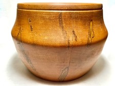 Vintage Hand-Turned Spalted Maple Wood Bowl 4x6 signed