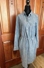 Levi  s Chambray Blue Denim Shirt Dress Pearl Snap Button Up Western Pockets M