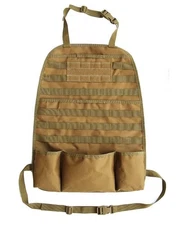 Tan Tactical Car Vehicle MOLLE Panel Seat Back Protector Storage Organizer Bag